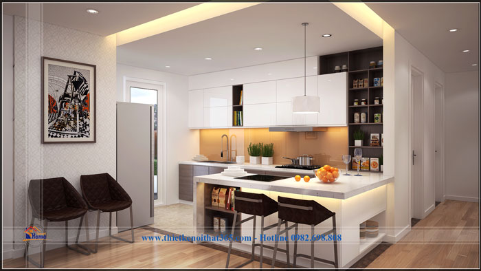 Nội thất gia đình đẹp tại chung cư Golden Palace Phòng bếp