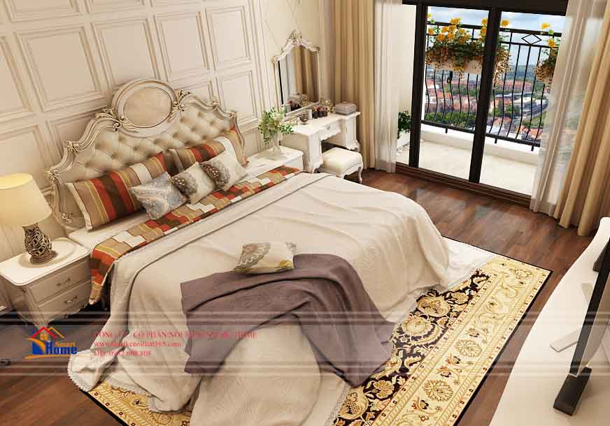 Căn hộ Royal City theo phong cách tân cổ điển Phòng ngủ master